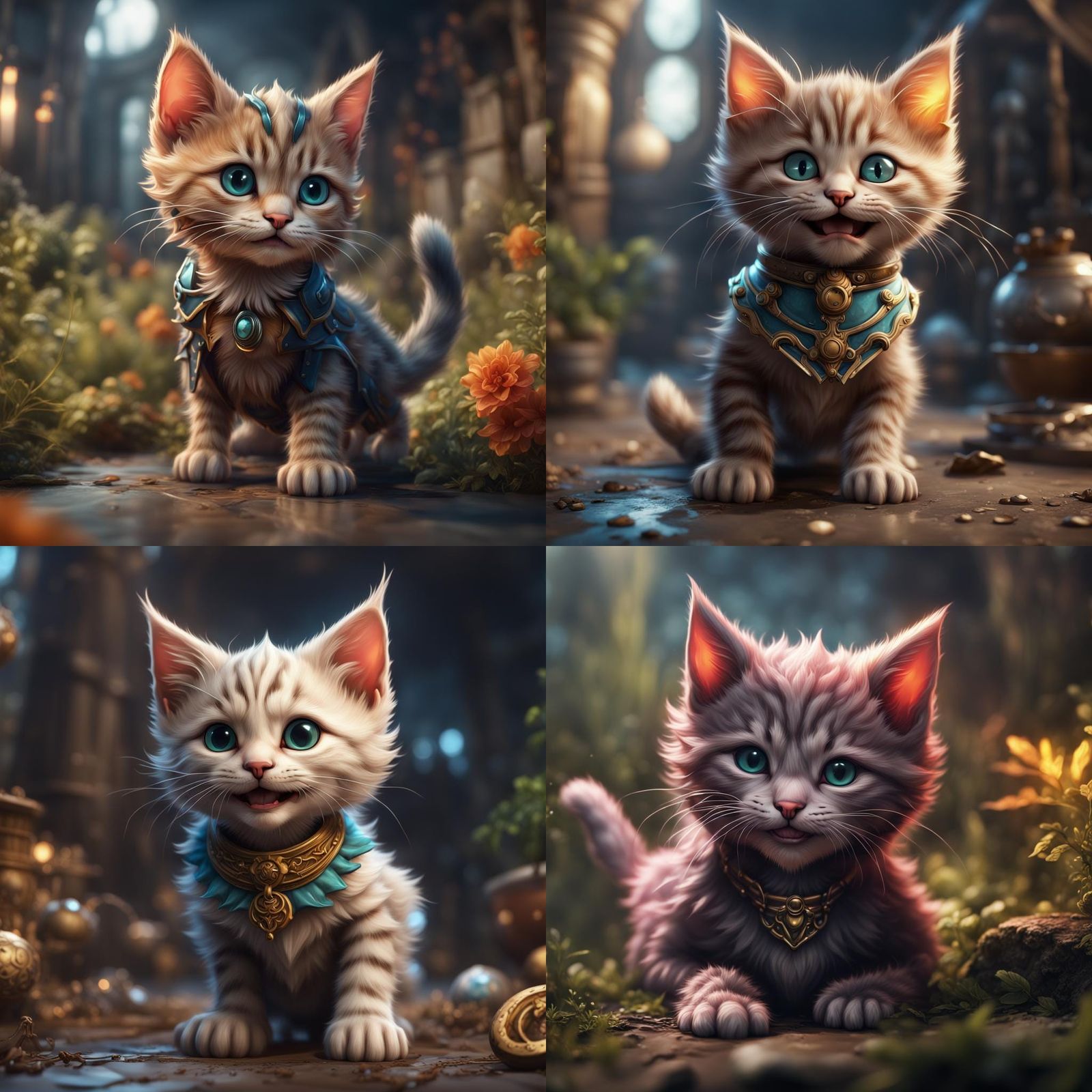 Smiling Kitten in Detailed Matte Painting Style