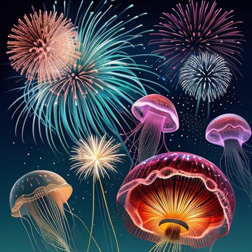 Jellyfish Illuminate Night Sky in Fiery Display