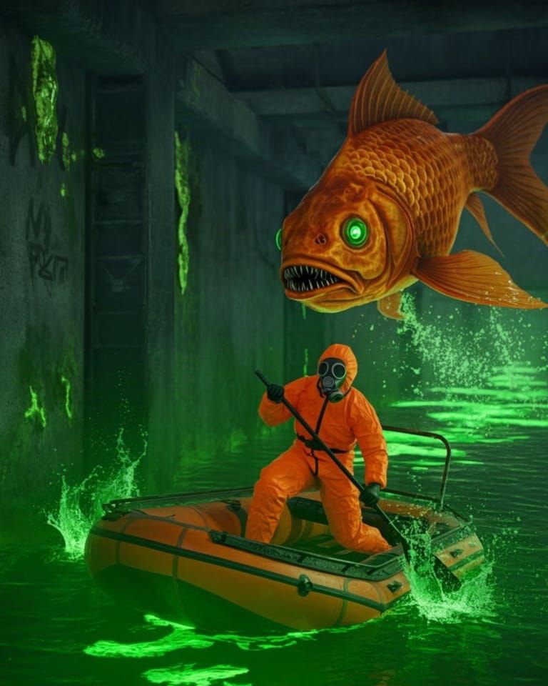 Hazmat Escape from Glowing Fish in Post-Apocalyptic City