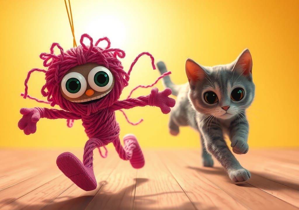 String Puppet Chase: Pixar-Inspired 3D Digital Art