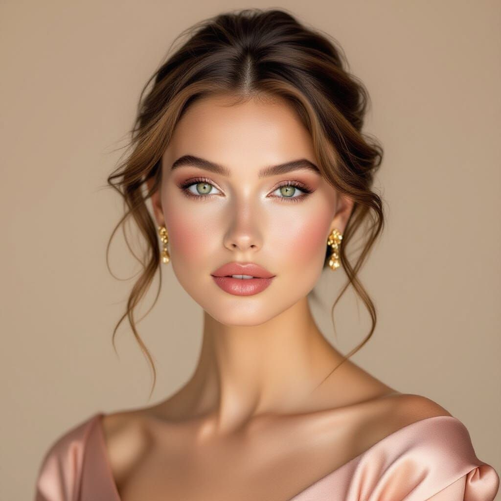 Elegant High-Fashion Model in Luxury Studio Portrait