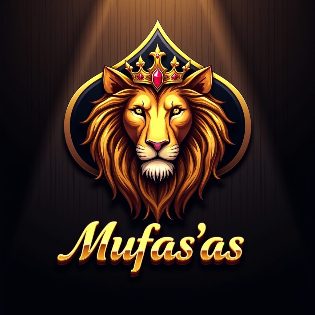 Regal Lion's Head with Golden Mane and Ornate Crown in Luxur...