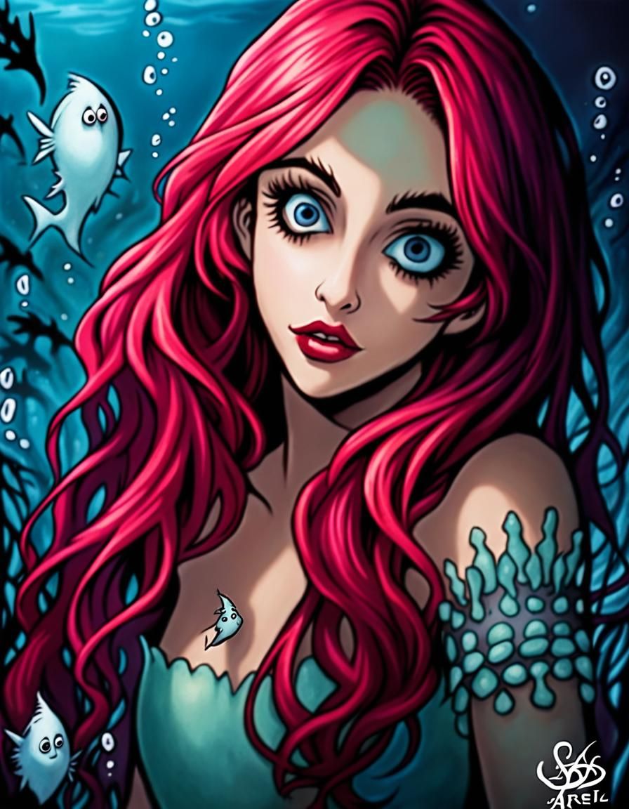 Ariel Underwater in Tim Burton Style