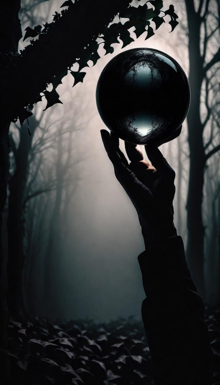 Obsidian Orb Held by Ivy in Moody Lighting