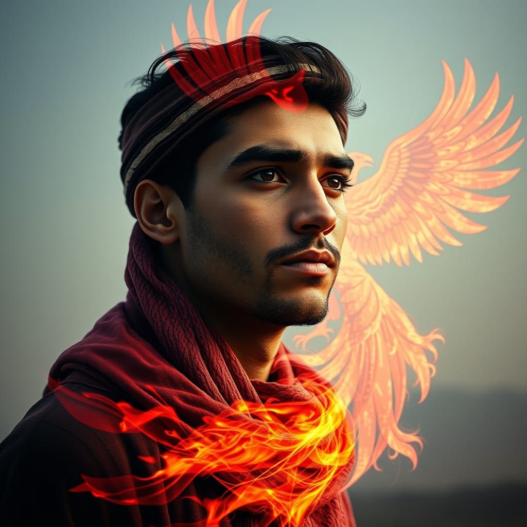 Ethereal Modern Egyptian Phoenix Rising