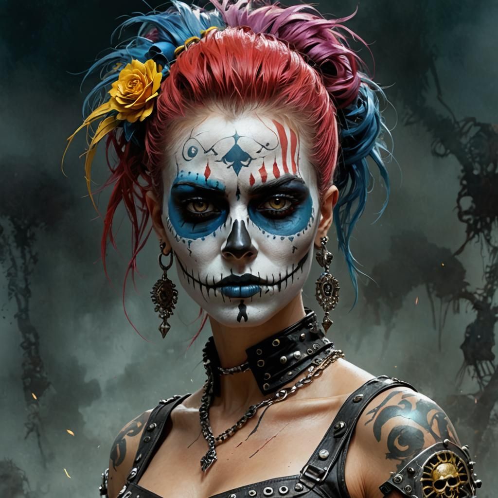 Cyberpunk Calavera Close-up: 3D Render