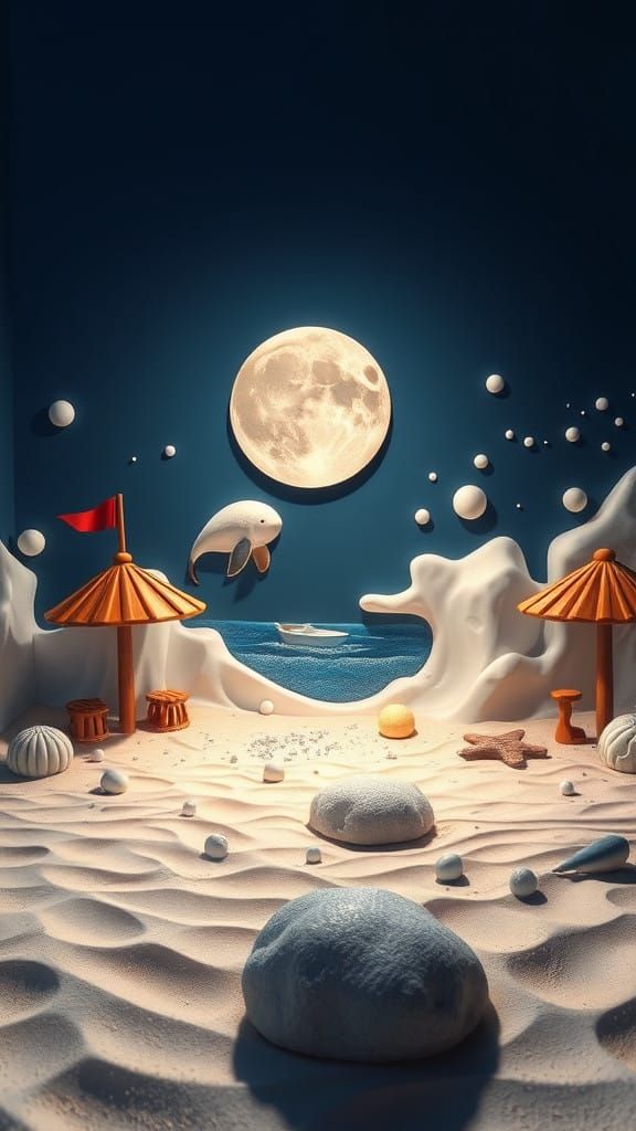 3d Puzzle beach playground , milky cells ,....
