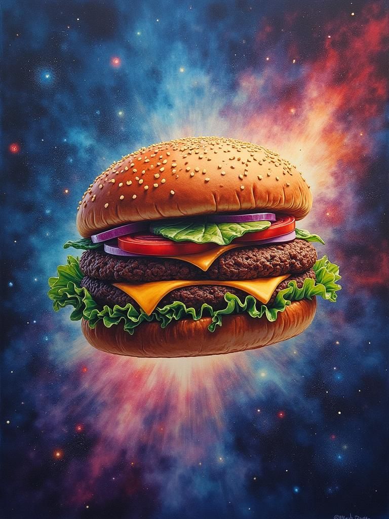 Hamburger Galaxy: Sci-Fi Surrealism in Space