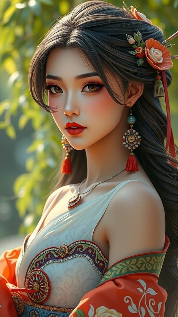 Yae Miko in Ornate Jewelry, Digital Art