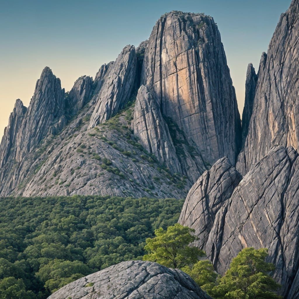 Anthropomorphic Rocks in Mountainous Landscape