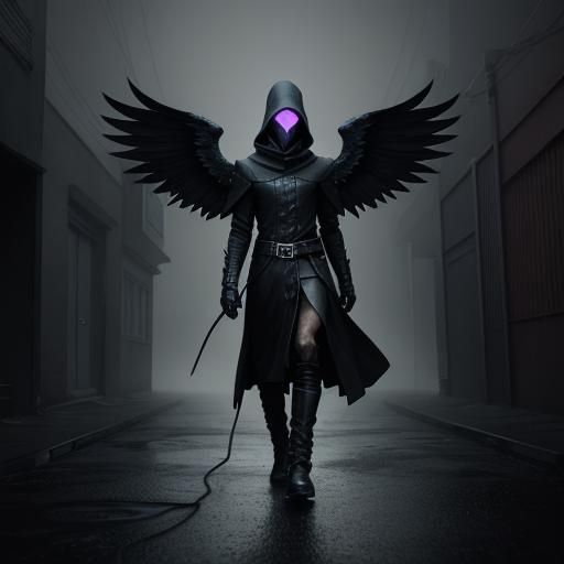 Mysterious Dark Angel in Urban Pop Art