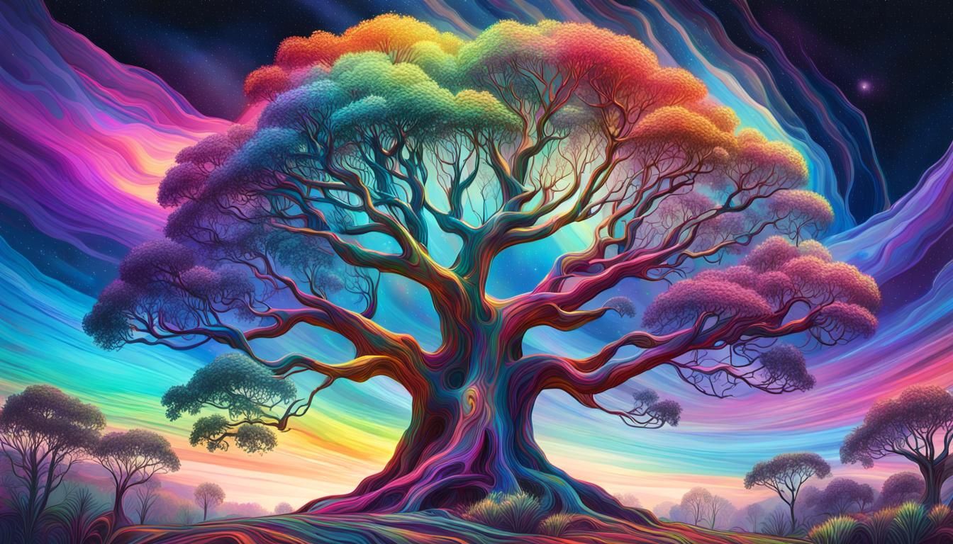 Rainbow Eucalyptus Treehouse in Astral Landscape