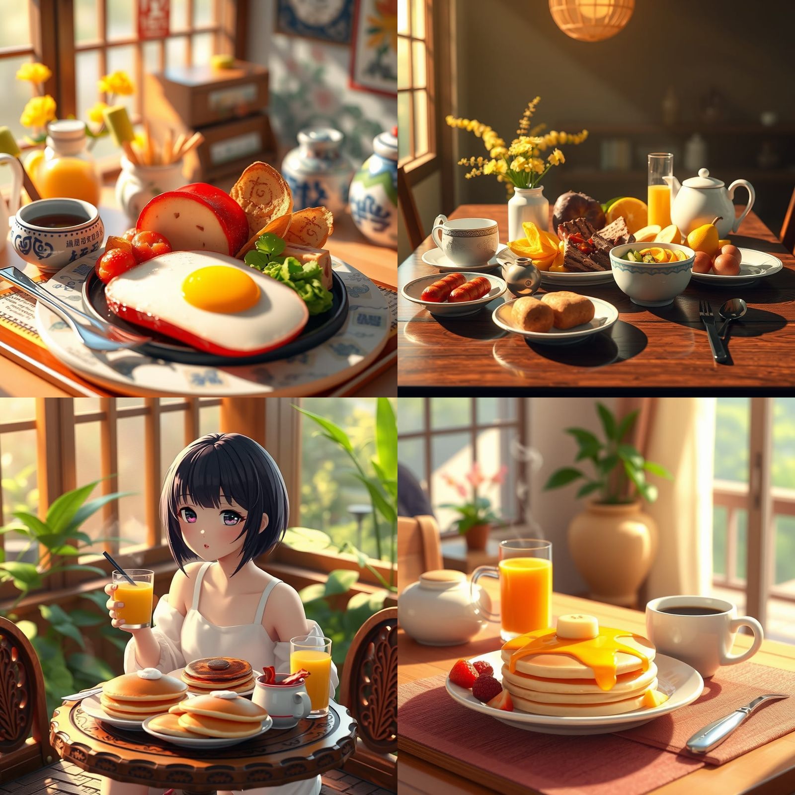 Healthy Breakfast in 3D Anime Style