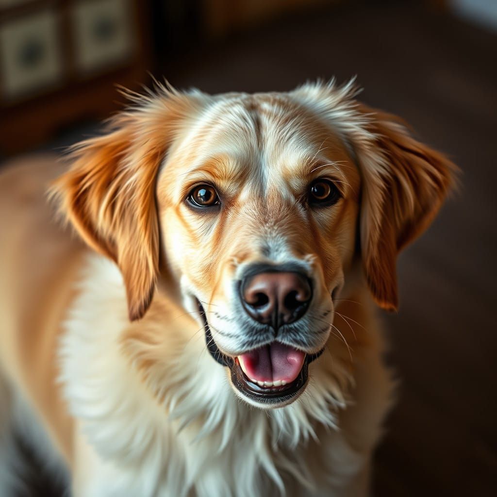 Surreal Portrait of a Retriever in Hyper-Maximalist Technico...