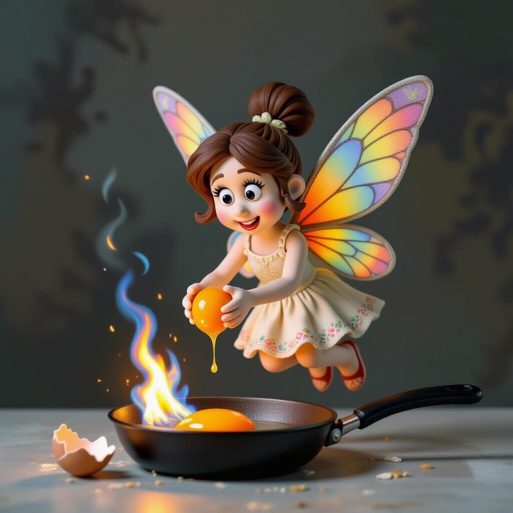 Fairy Cooking Breakfast in Van Gogh Style