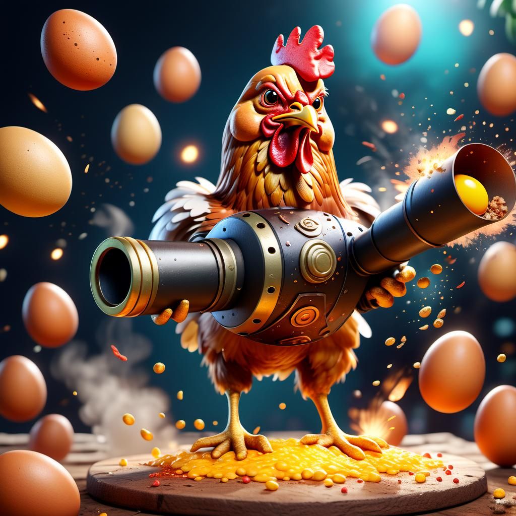 Chicken with Egg Cannon in Food Fight