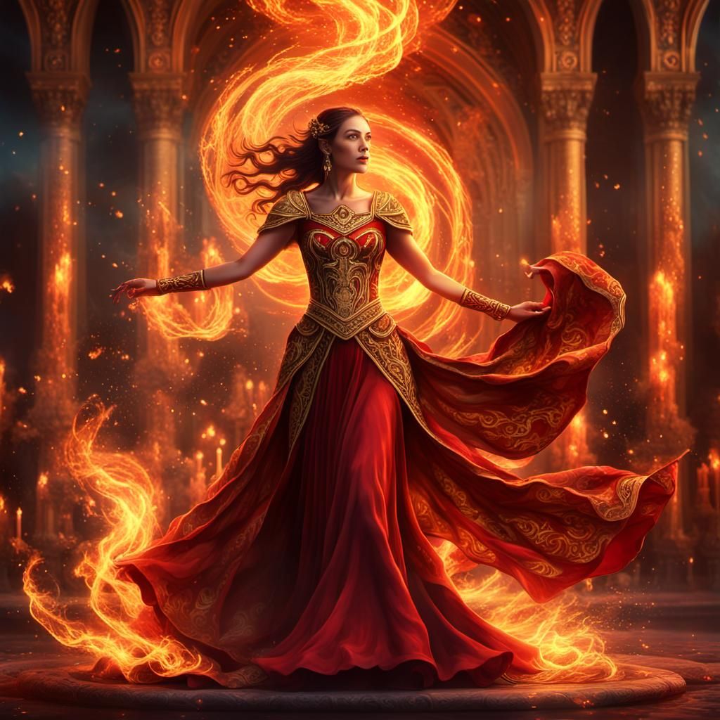 Female Fire Goddess in Digital Fantasy Art