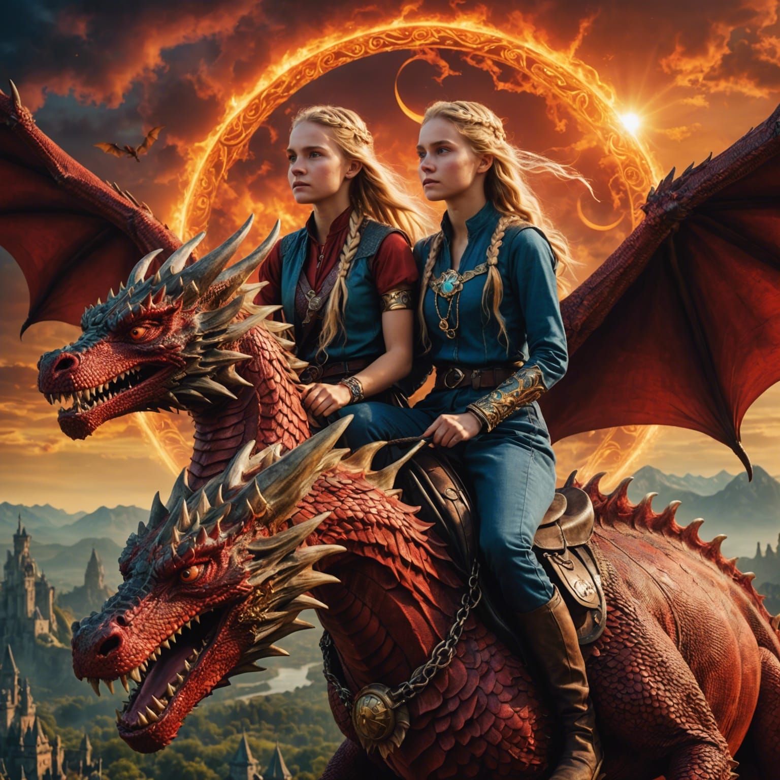 Twins on Dragon During Solar Eclipse