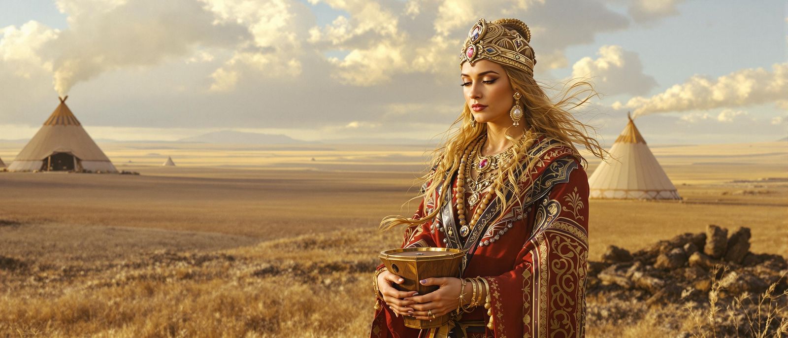 Sarmatian Priestess Embodying Spirituality in the Steppes