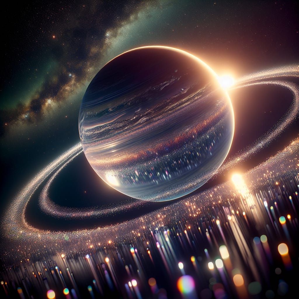 Glass Exoplanet with Radiant Ring System