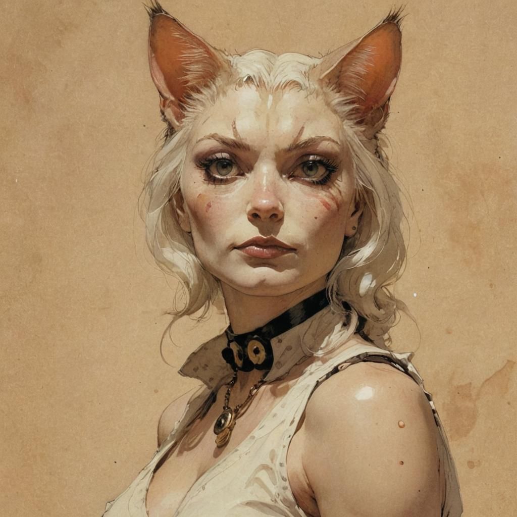 Abyssinian Cat Portrait in Comic Book Style