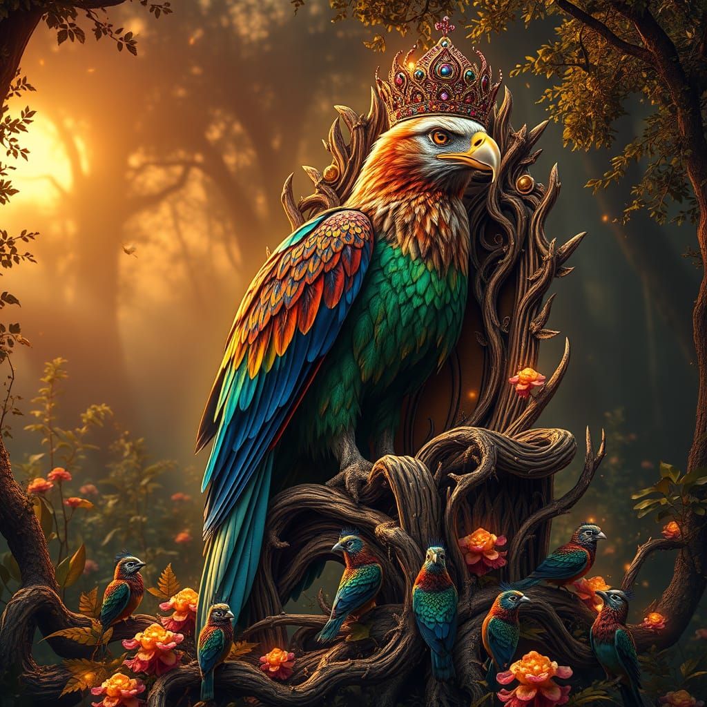 Regal Eagle Throne Scene in Vibrant Colors