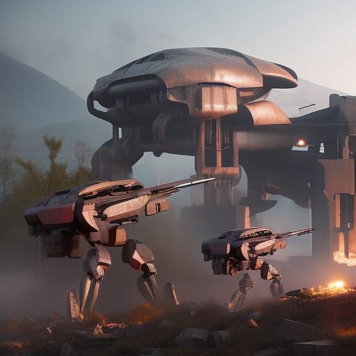 Battletech Mecha Ambush in Urban Warfare