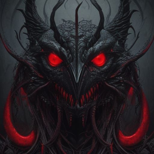 Surreal Alien Raven with Tendrils in Giger Style