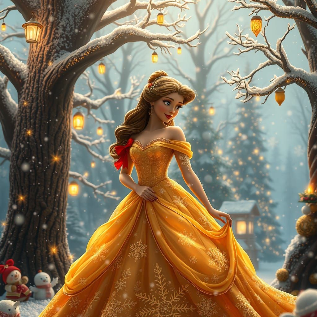 Enchanting Christmas Belle in Whimsical Winter Wonderland