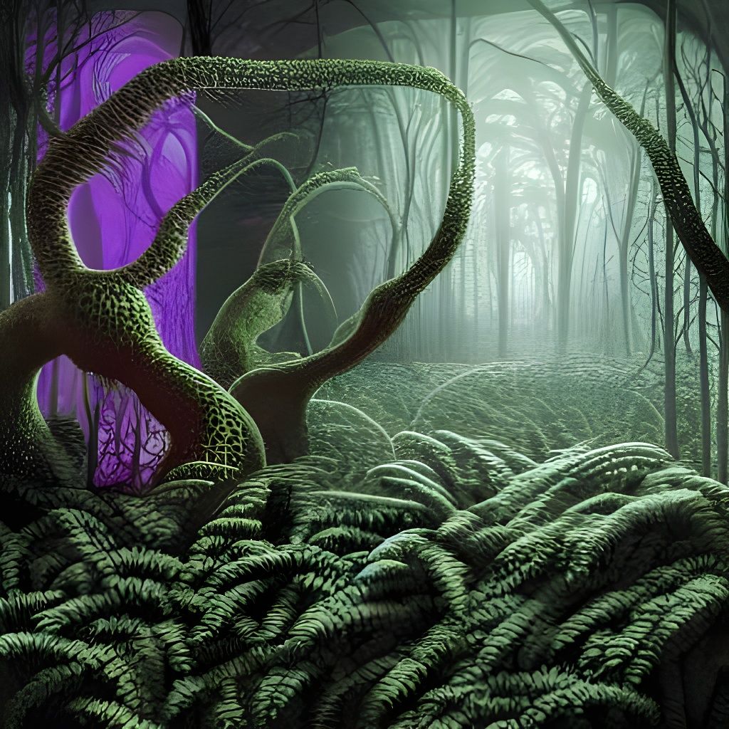 Surreal Spy Ferns in Paranormal Horror Art