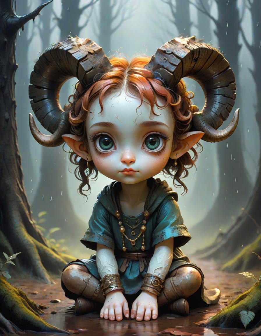 Enchanted Forest Goddess in Distressed Grunge Style