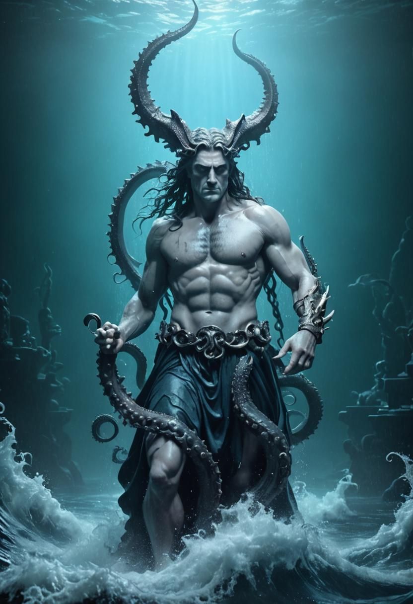 Clean Shaven Poseidon in Film Noir Style