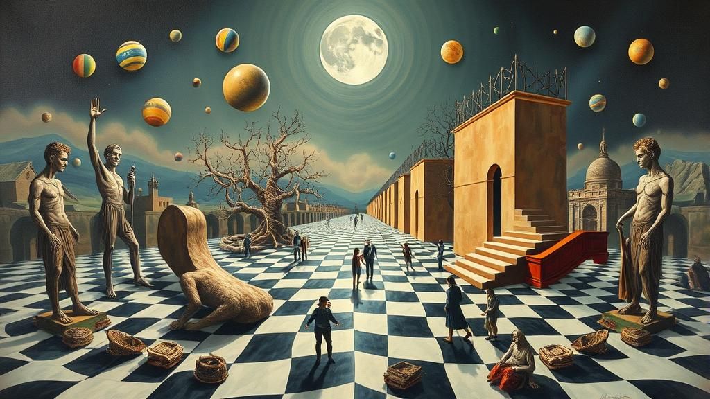 Surreal Fantasy Scene in Oil on Canvas