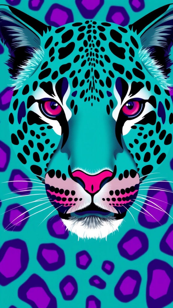 Vibrant Animal Print Pattern in Teal and Purple