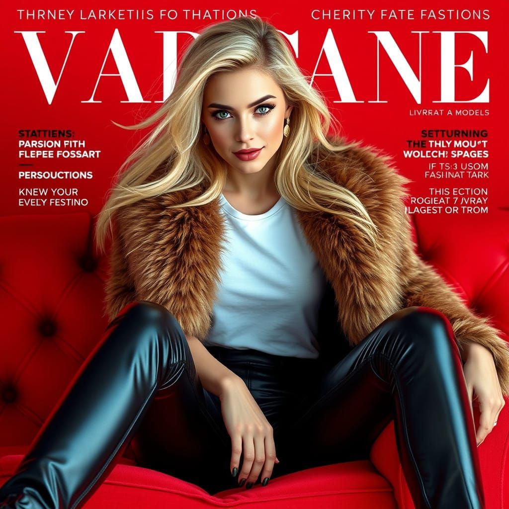 Stunning High-Fashion Cover Girl in Chic Attire