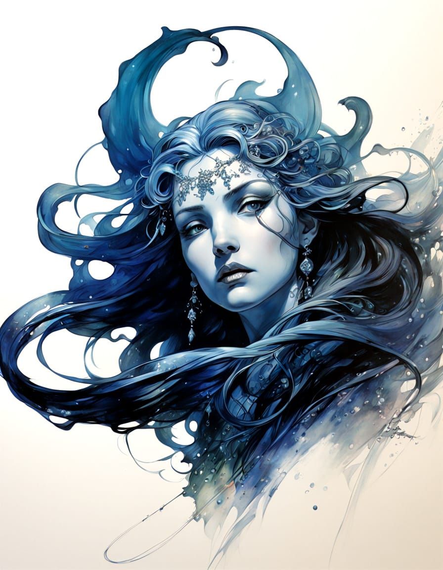 Molten Glass Goddess in Abstract Expressionism Style