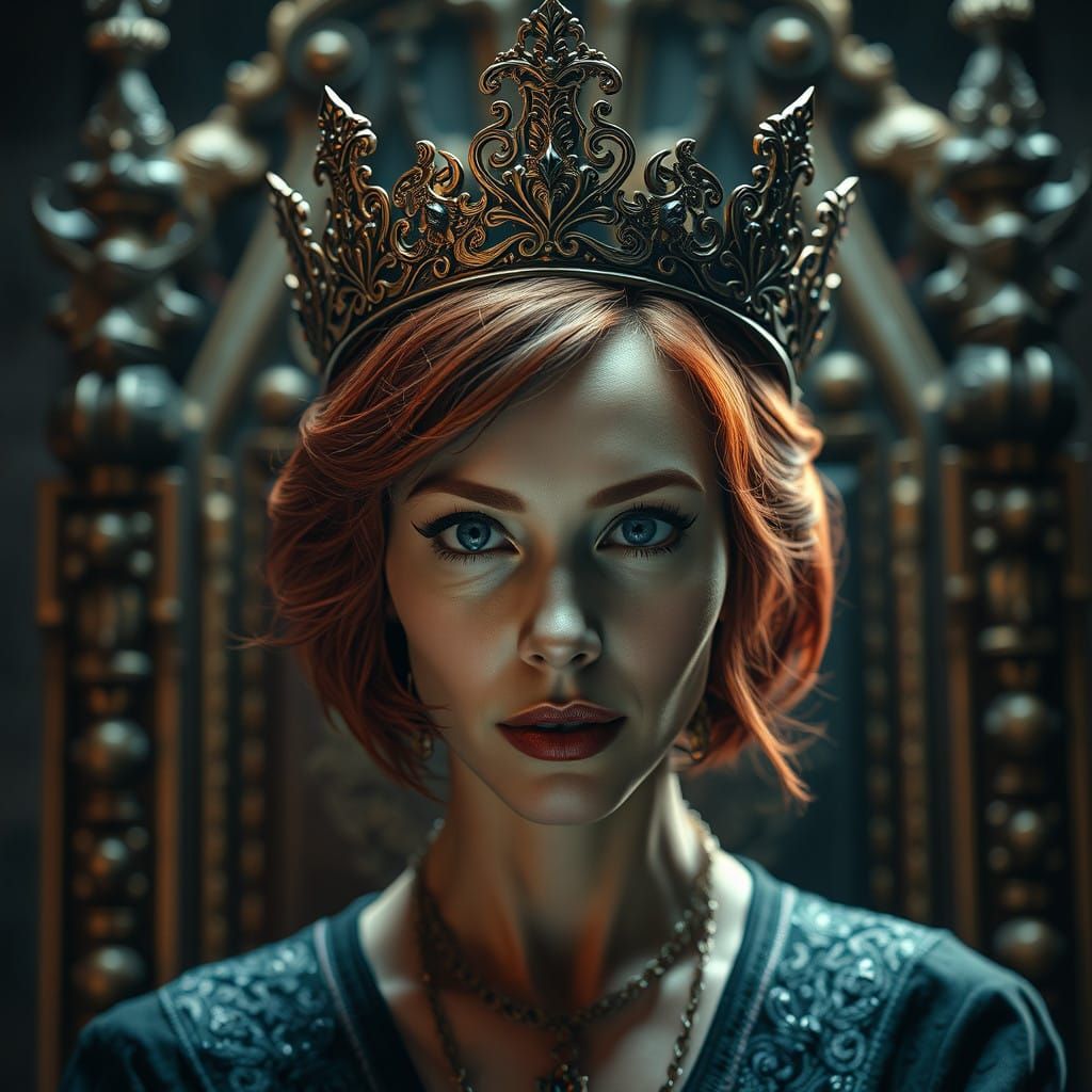 Enchanting Regal Woman in Mystical Throne Room