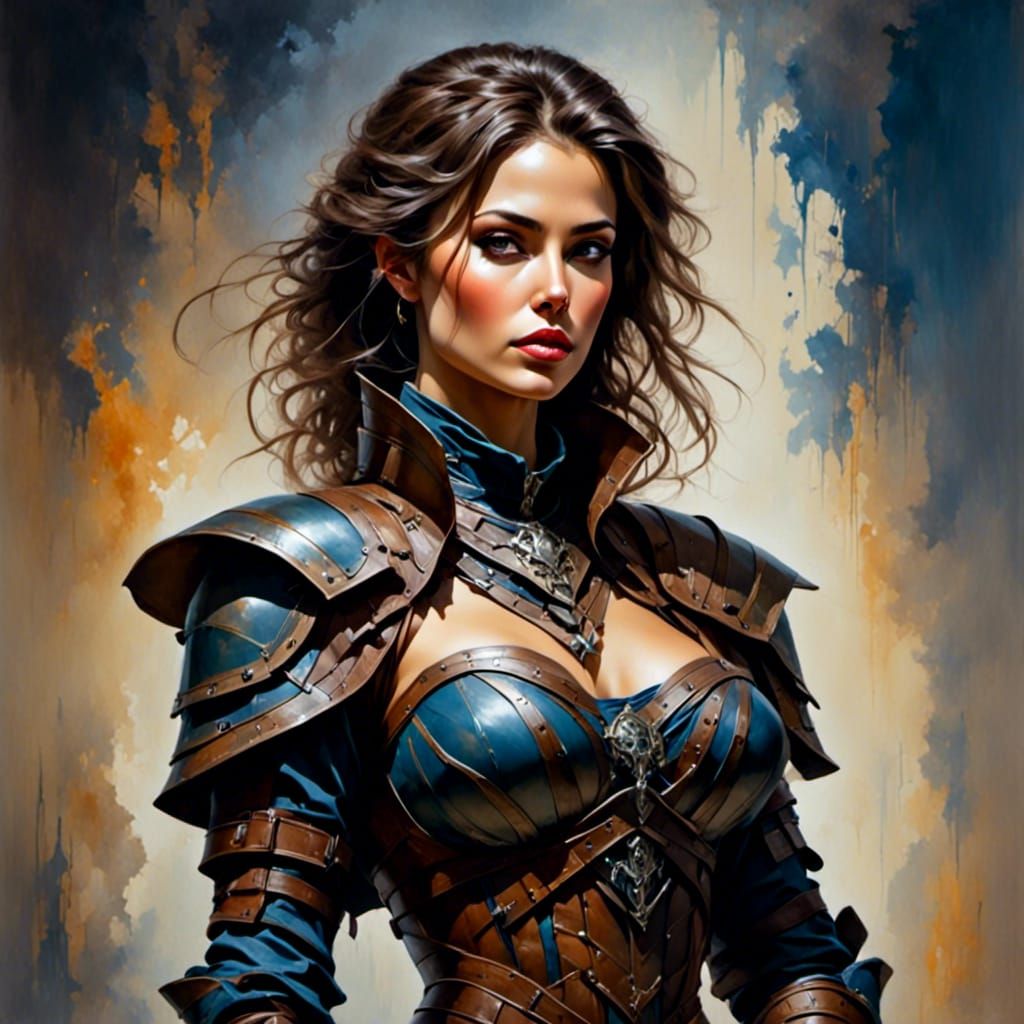 Muscular Rogue Trader Woman in Corset Armor