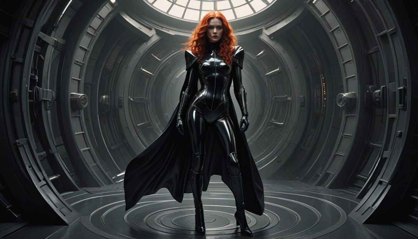 Futuristic Woman in Latex and Leather