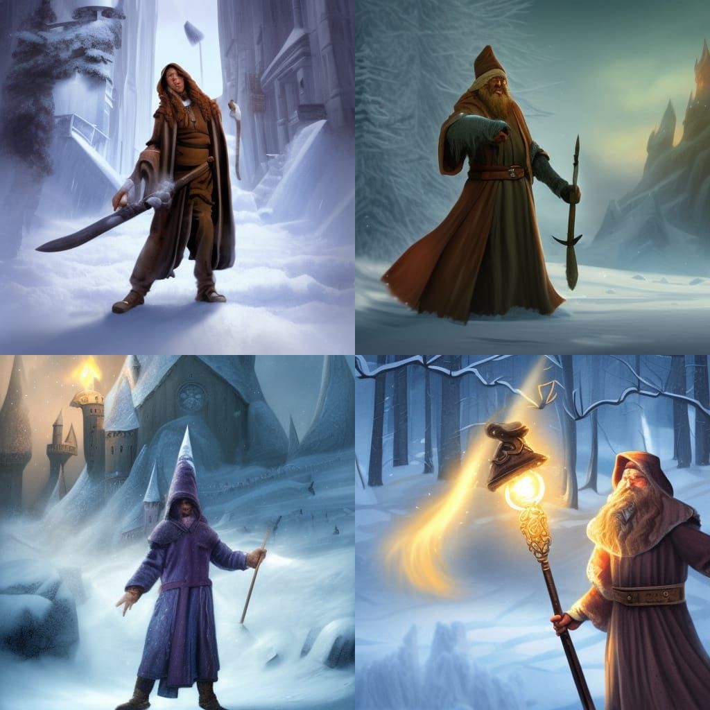 Wizard's Magic Snow Shovel: Fantasy Concept Art
