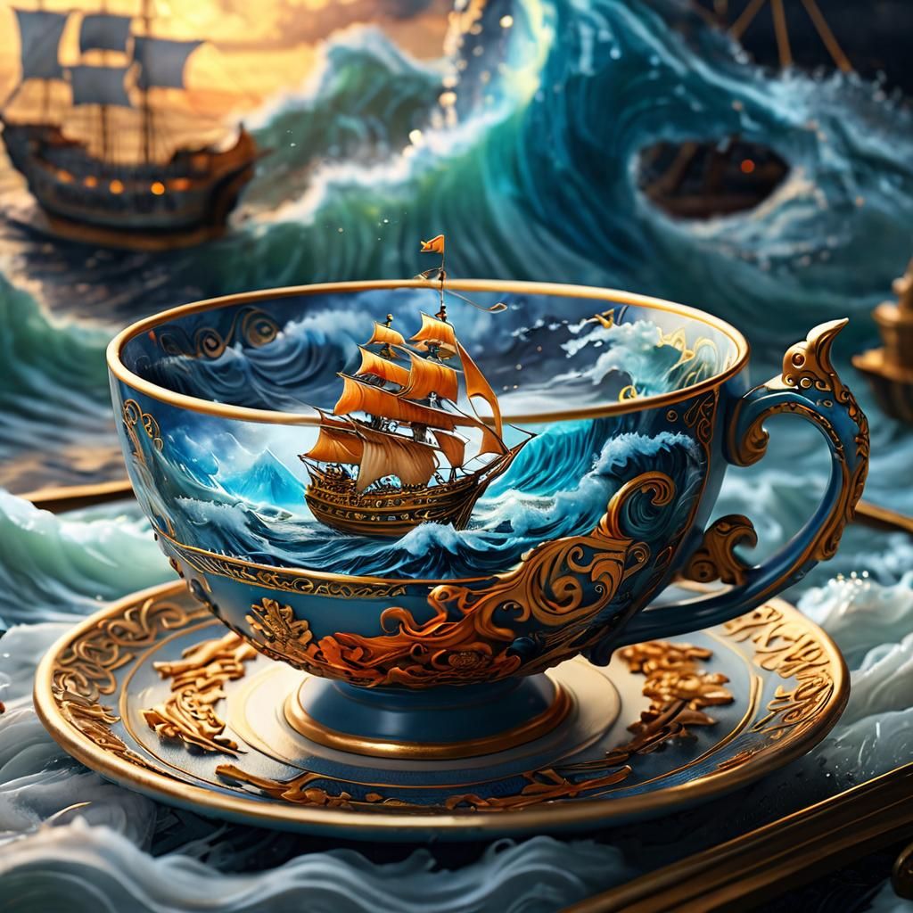 Ship in a Teacup: Detailed Fantasy Concept Art