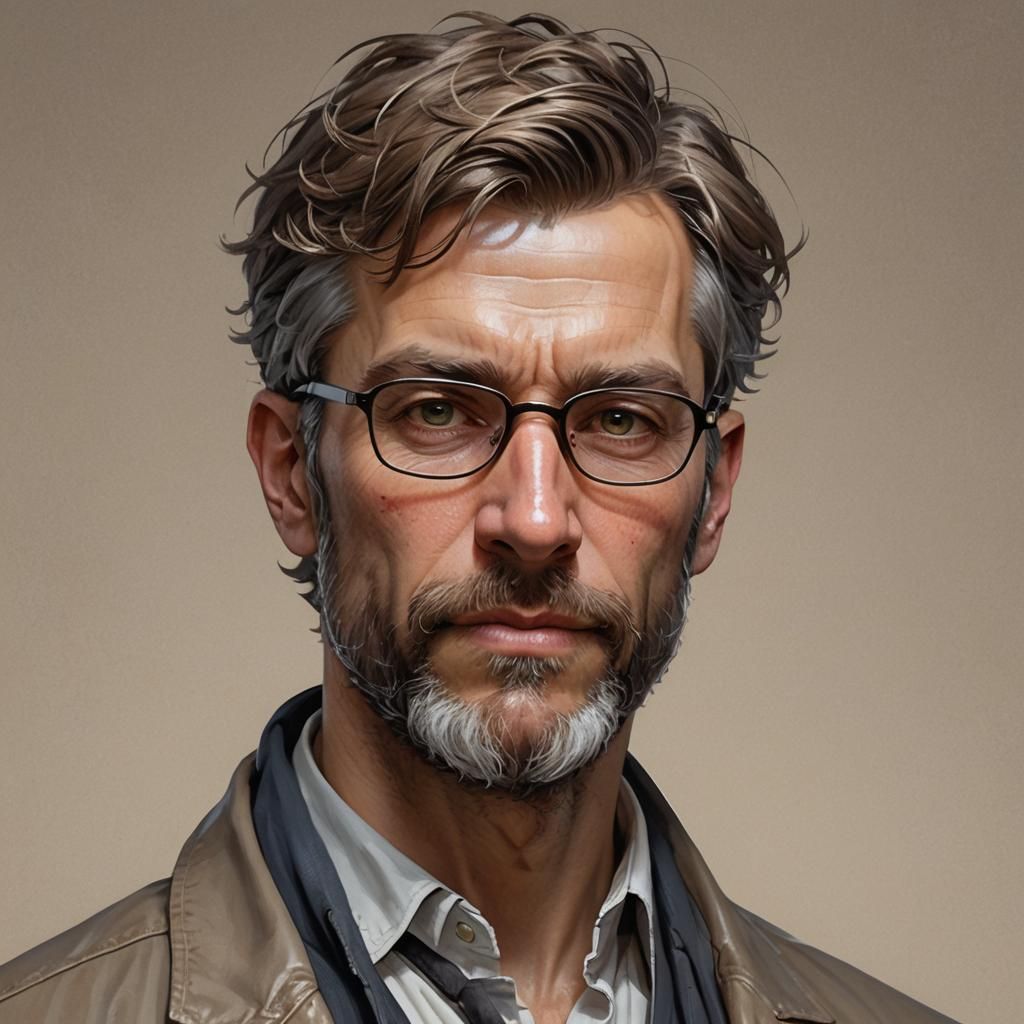 Detailed Portrait of Man in Digital Art Style