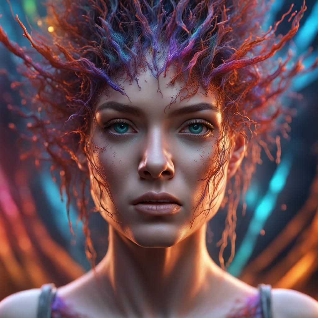 Colorful Static Distorts Woman's Face