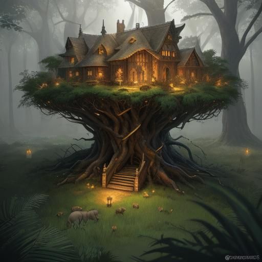 African Man and Woman in Forest Nest