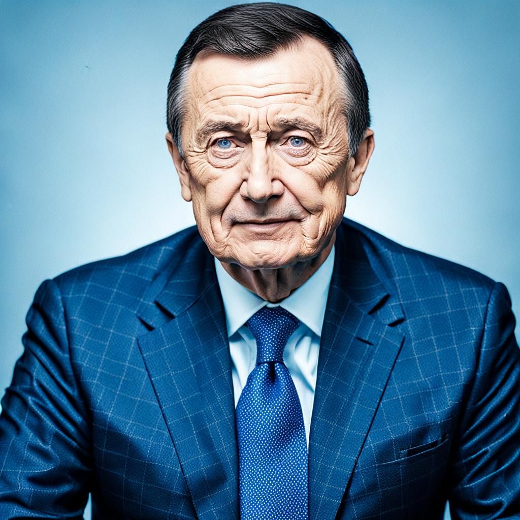 Realistic Portrait of Middle-Aged Man with Cigar