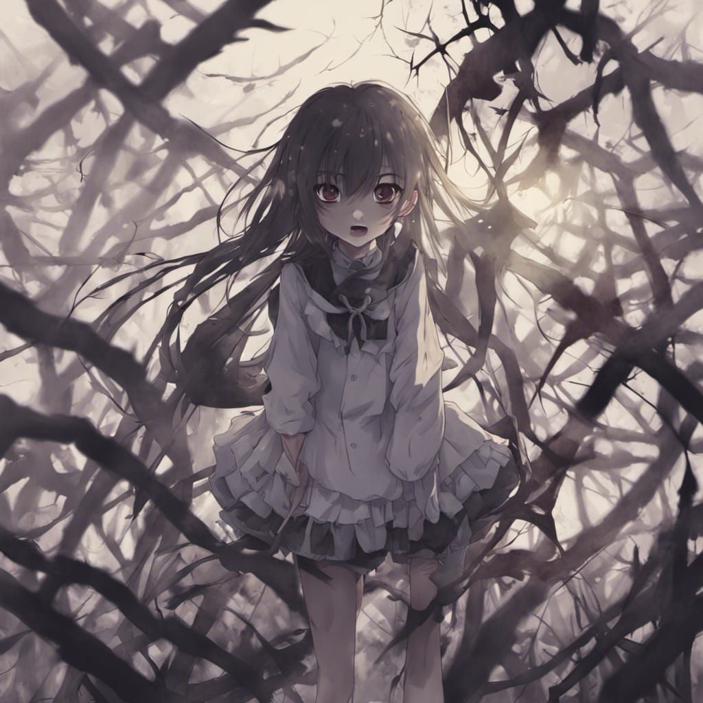 Scary Anime Scene in Japanese Manga Style