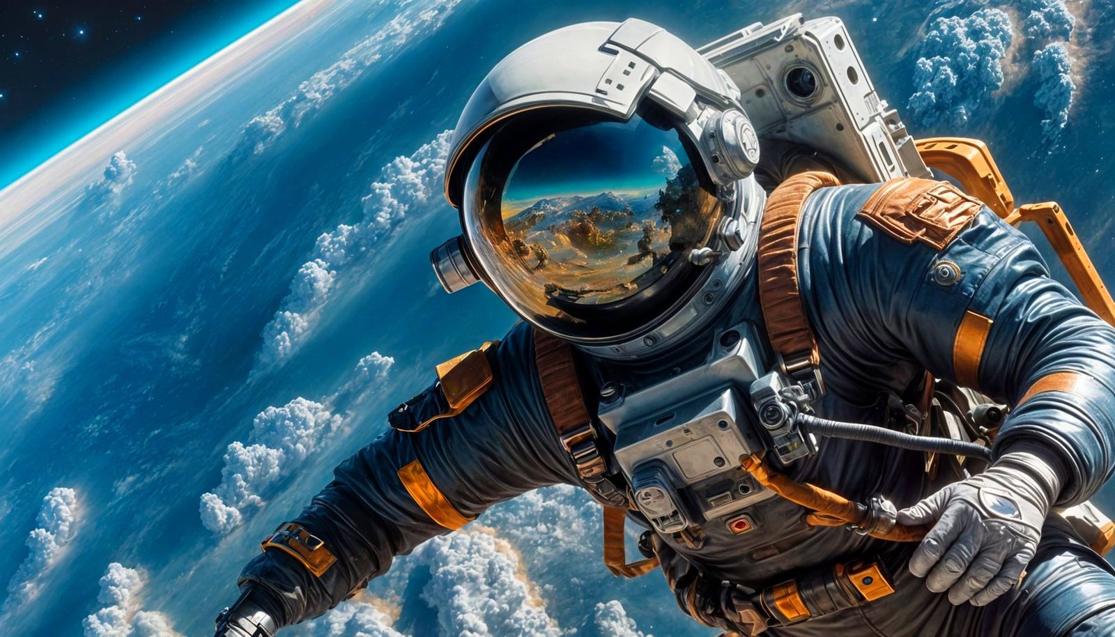 A Lone Astronaut in a Vibrant, Glowing Galaxy