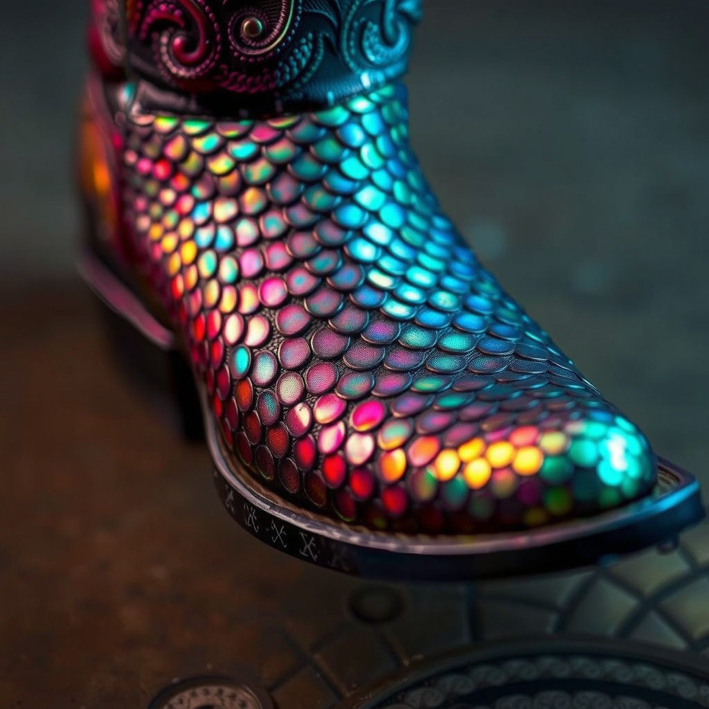 Serpent Cowboy Boot with Iridescent Scales