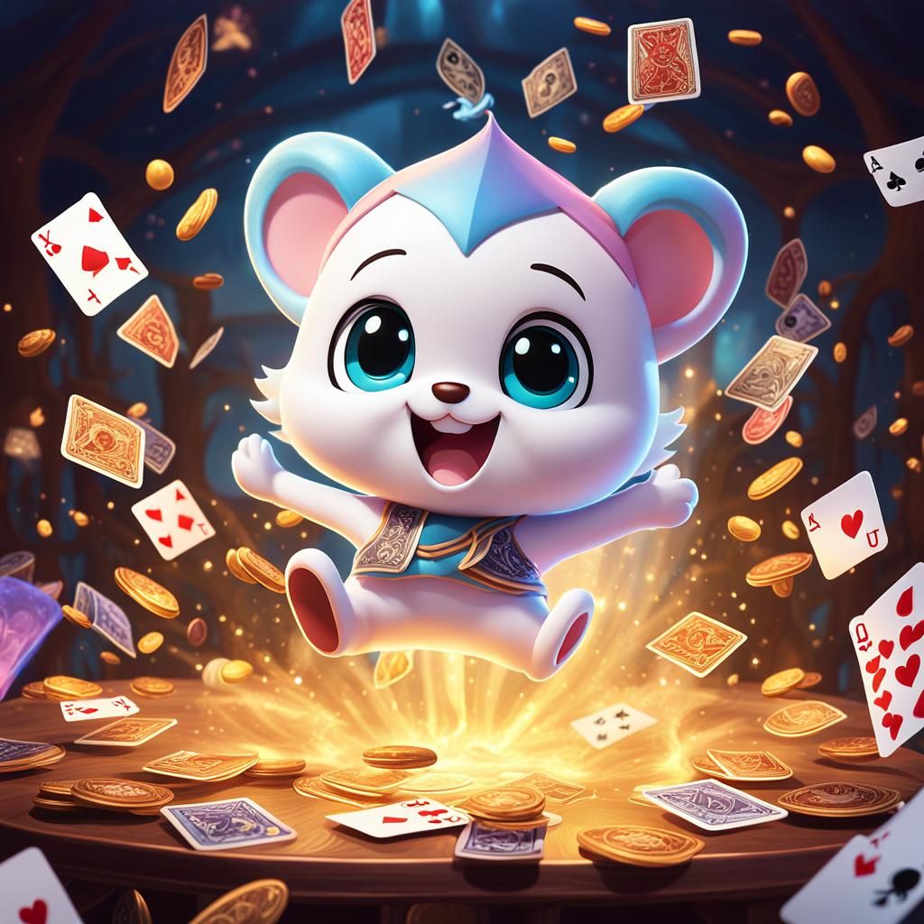 Chibi Beans Leaping from Enchanted Cards