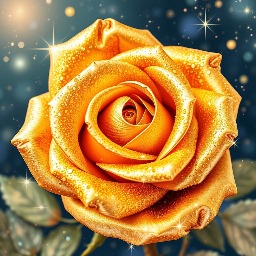 Golden Rose in Vintage Storybook Style
